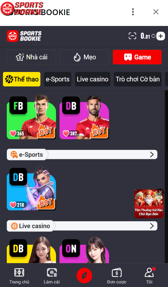 các sảnh thể thao sportsbookie